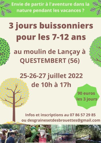 Journées buissonnières pour les 7-12 ans- 25-26-27 juillet 2022